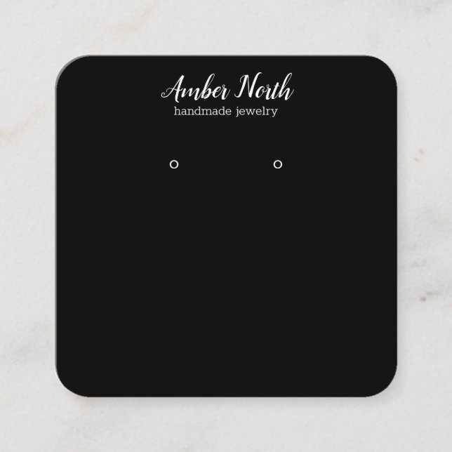 WHITE BLACK Hand Schriftliche Kalligraphie Ohrring Quadratische Visitenkarte (Vorderseite)
