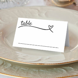 White & Black Heart Wedding Platzkarte