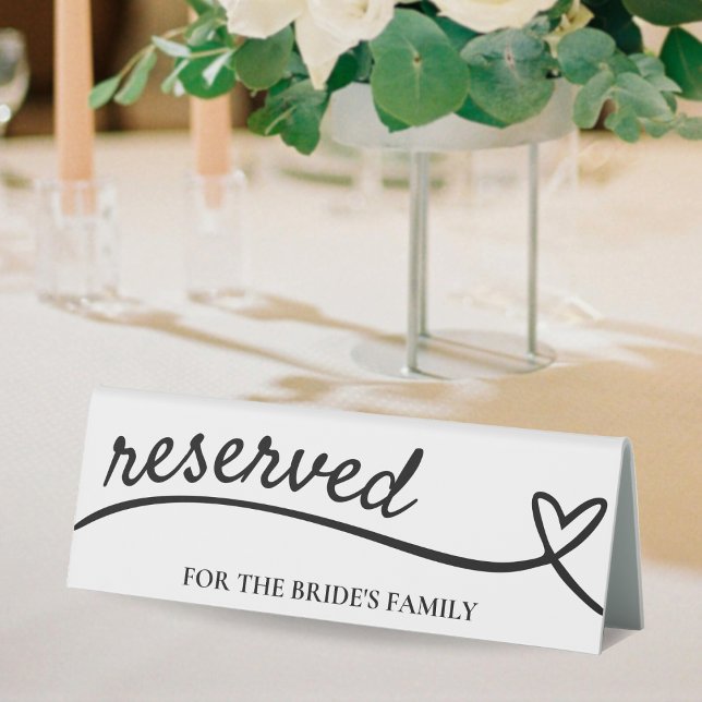 White & Black Heart Wedding Tischaufsteller (White & Black Heart Wedding Table Tent Sign)