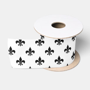 White Black Lilie Delicate Mardi Gras Satinband