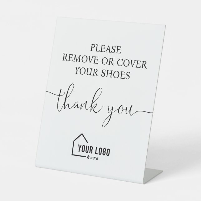 White Black Logo Realtor Entfernen Sie die Schuhe Sockelschild (Vorderseite)