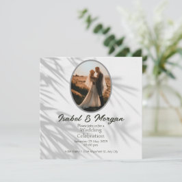 White Black Minimalist Wedding Invitation ,photo Einladung