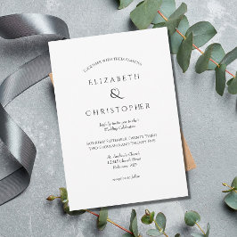 White Black Minimalistisch Modern Simple Wedding Einladung