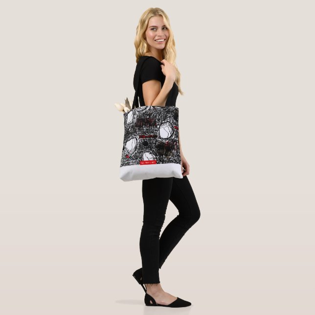 White&Black Scribble Tragetaschen Mit Langen Träge Tasche (Am Model)