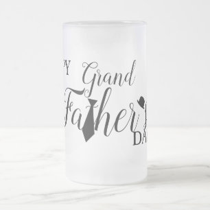 White Black Scripts Krawatte Happy Grand Vatertag Mattglas Bierglas