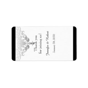White Black Silver Damask Wedding Lip Balm Label Adressaufkleber