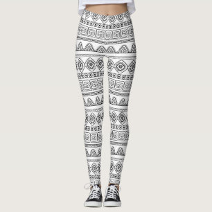 white&black stammes aztec pattern leggings