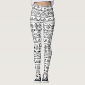 white&black stammes aztec pattern leggings