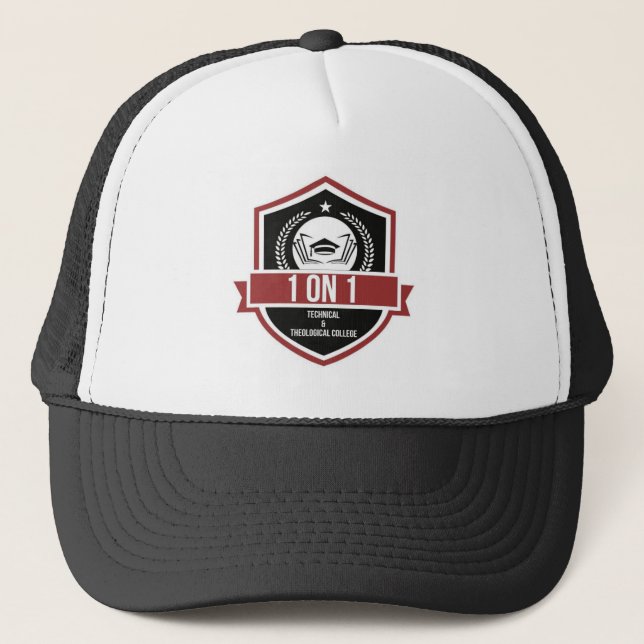 White/Black Trucker Style 1 auf 1 TNTC Hat Truckerkappe (Vorderseite)