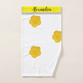 White & Black With Yellow Wildflower Photo Badhandtuch Set