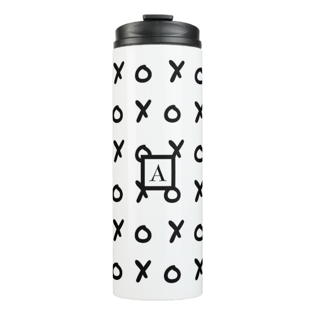 White & Black X O XO X&O's Trendy Niedlich Thermosbecher (Vorderseite)