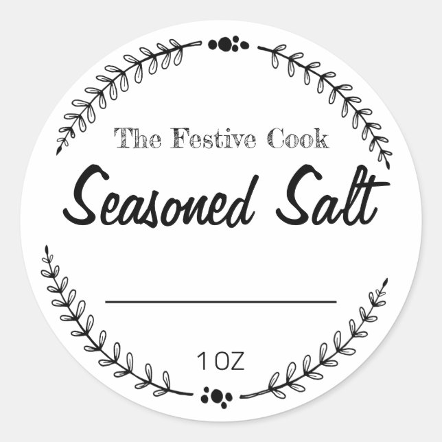 White Blank Seasoned Salt Labels Runder Aufkleber (Vorderseite)