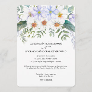 White Blooms Spanish Hochzeitseinladung Einladung