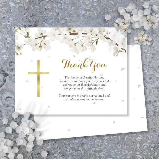 White Blossom Beerdigung Christlich Dankeskarte (White Blossom Funeral Christian Thank You Card)