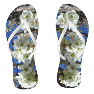 White Blossom Cluster Frühlingsblühende Birnbaum Flip Flops