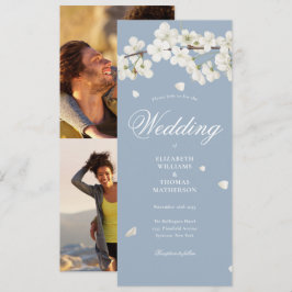White Blossom Dusty Blue 2 Foto Wedding Einladung
