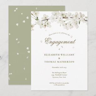  White Blossom Floral Engagement Party Einladung