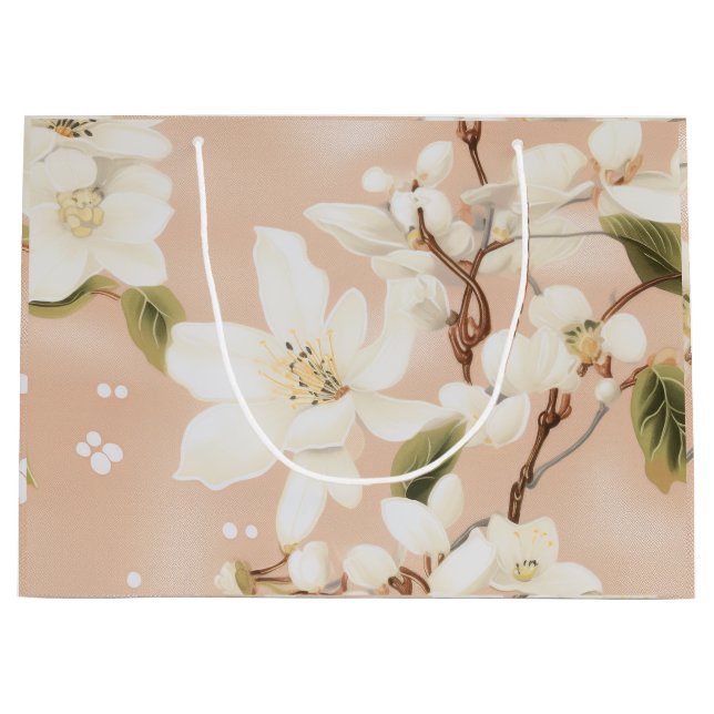 "White Blossom Gift Bag" Große Geschenktüte (Vorderseite)