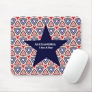 White Blue American Patriotic Modern Pattern Mousepad