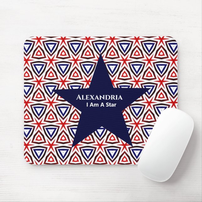 White Blue American Patriotic Modern Pattern Mousepad (Mit Mouse)