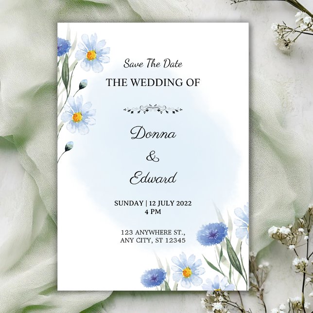 White Blue Beautiful Wedding Invitation Einladung (Von Creator hochgeladen)
