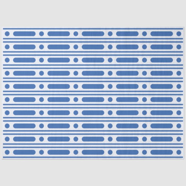 White Blue Bone Inlay Dots Border Decoupage Paper Seidenpapier (Vorderseite)