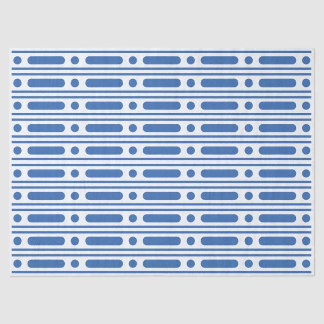 White Blue Bone Inlay Dots Border Decoupage Paper Seidenpapier (Vorderseite)