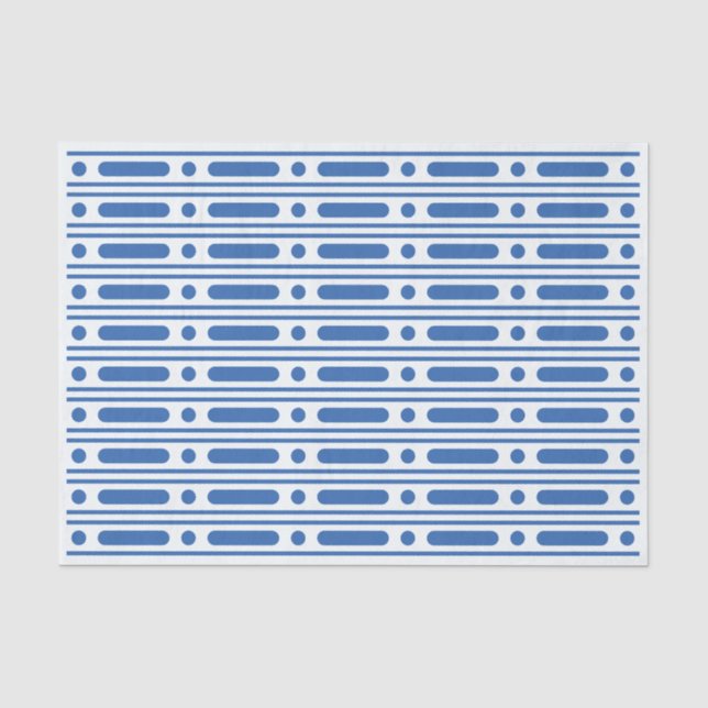 White Blue Bone Inlay Dots Border Decoupage Paper Seidenpapier (Vorderseite)