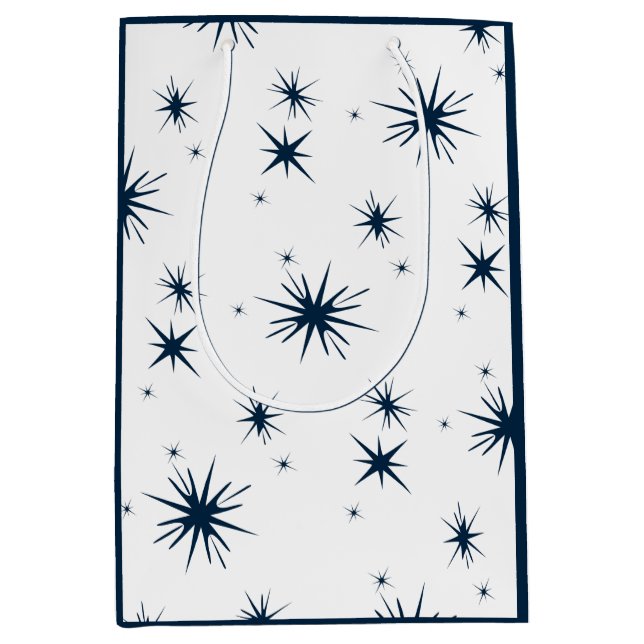 White Blue Christmas Stary Sky Mittlere Geschenktüte (Vorderseite)