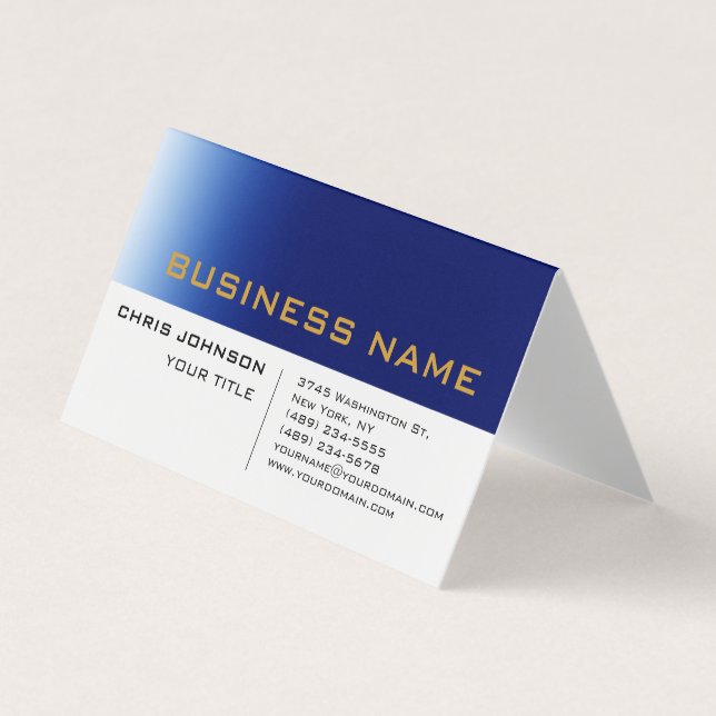 White Blue Contemporary Beruflich Business Card Visitenkarten (Vorderseite)