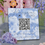 White & Blue Elegant QR Code Honeymoon Fund Signat Fotoplatte<br><div class="desc">Niedliches Design mit Herz und eleganter Schriftzypografie in Weiß- und Himmelblau. Text zu personalisieren.</div>