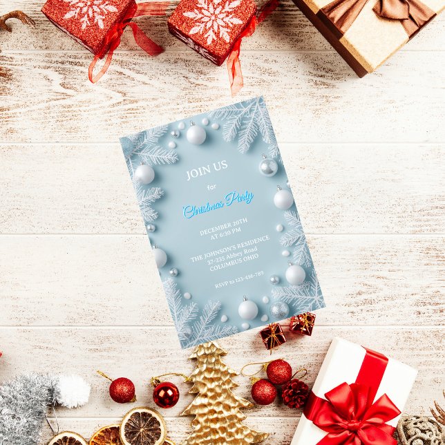 White & Blue Elegante Weihnachten Einladung (Von Creator hochgeladen)