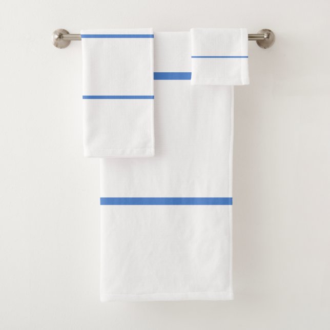 White Blue Geometric Lines Badhandtuch Set (Insitu)
