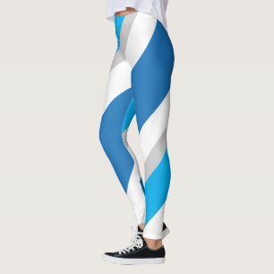 White Blue Graue Streifen Leggings