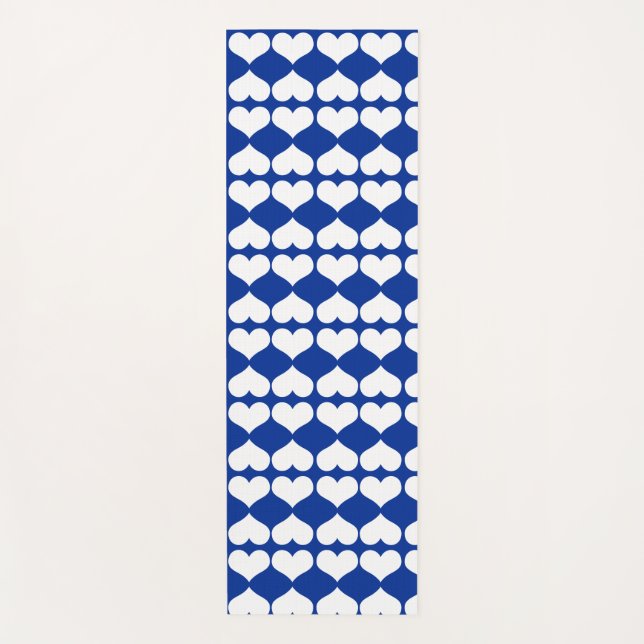 White Blue Heart Spiegelmuster Yogamatte (Vorderseite)