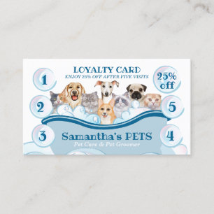 White Blue Hund Katze Groomer Pet Care Bath Loyali Visitenkarte