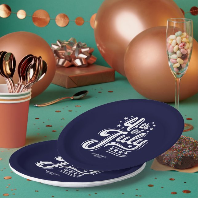 White &Blue independence Day BBQ Party Pappteller (Multi)