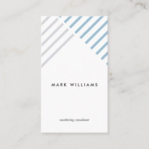 White blue minimale Schar stripes modern einfach Visitenkarte