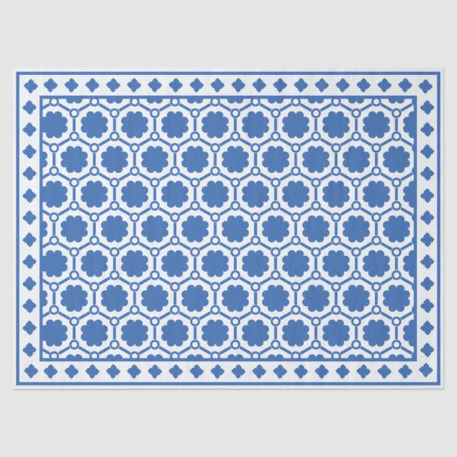 White Blue Modern Bone Inlay Decoupage Paper Seidenpapier (Vorderseite)