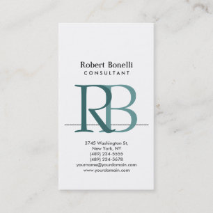 White Blue Modern Monogram Business Card Visitenkarte