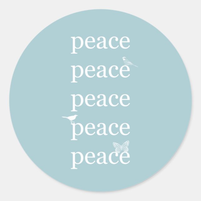 White Blue Peace inspiriert Vögel Butterfly Runder Aufkleber (Vorderseite)