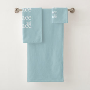 White Blue Peace inspiriert Zitatvögel Badhandtuch Set