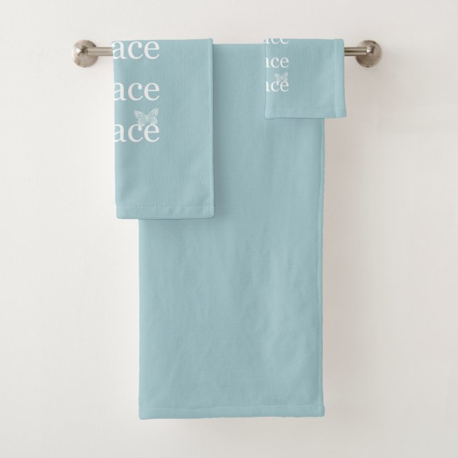 White Blue Peace inspiriert Zitatvögel Badhandtuch Set (Insitu)