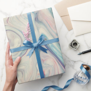 White Blue Pink Modernes Abstraktes Fluid Marbella Geschenkpapier
