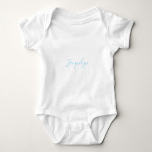 White Blue Schlicht Elegante Moderne Kalligraphie  Baby Strampler