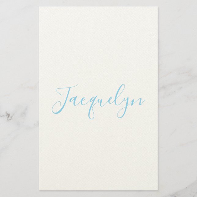 White Blue Schlicht Elegante Moderne Kalligraphie  Briefpapier (Vorderseite)