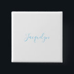 White Blue Schlicht Elegante Moderne Kalligraphie Button<br><div class="desc">Erleben Sie dieses moderne, elegante Design. Diese Vorlage kann an alle beruflichen Beruf angepasst werden.</div>