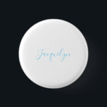 White Blue Schlicht Elegante Moderne Kalligraphie Button<br><div class="desc">Erleben Sie dieses moderne, elegante Design. Diese Vorlage kann an alle beruflichen Beruf angepasst werden.</div>