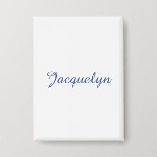 White Blue Schlicht Elegante Moderne Kalligraphie  Button
