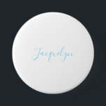 White Blue Schlicht Elegante Moderne Kalligraphie Button<br><div class="desc">Erleben Sie dieses moderne, elegante Design. Diese Vorlage kann an alle beruflichen Beruf angepasst werden.</div>